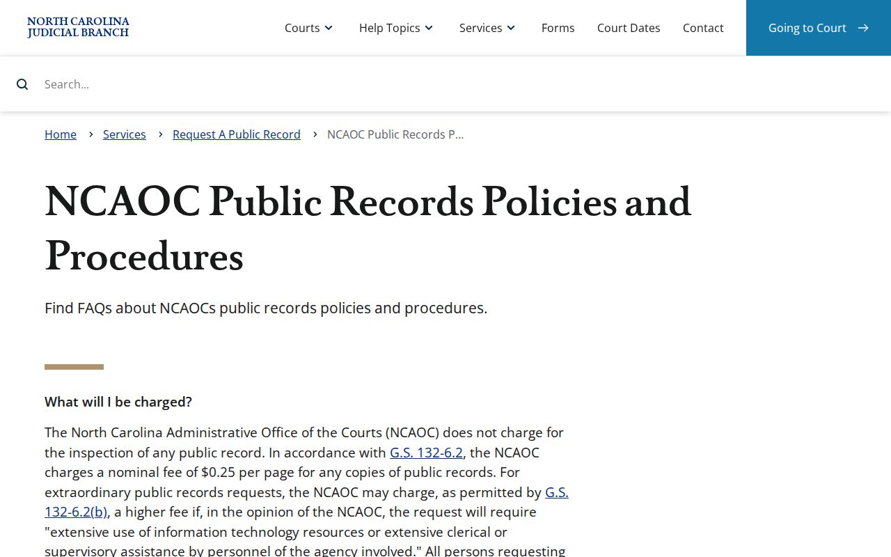 Cherokee County court records NCAOC public records policy