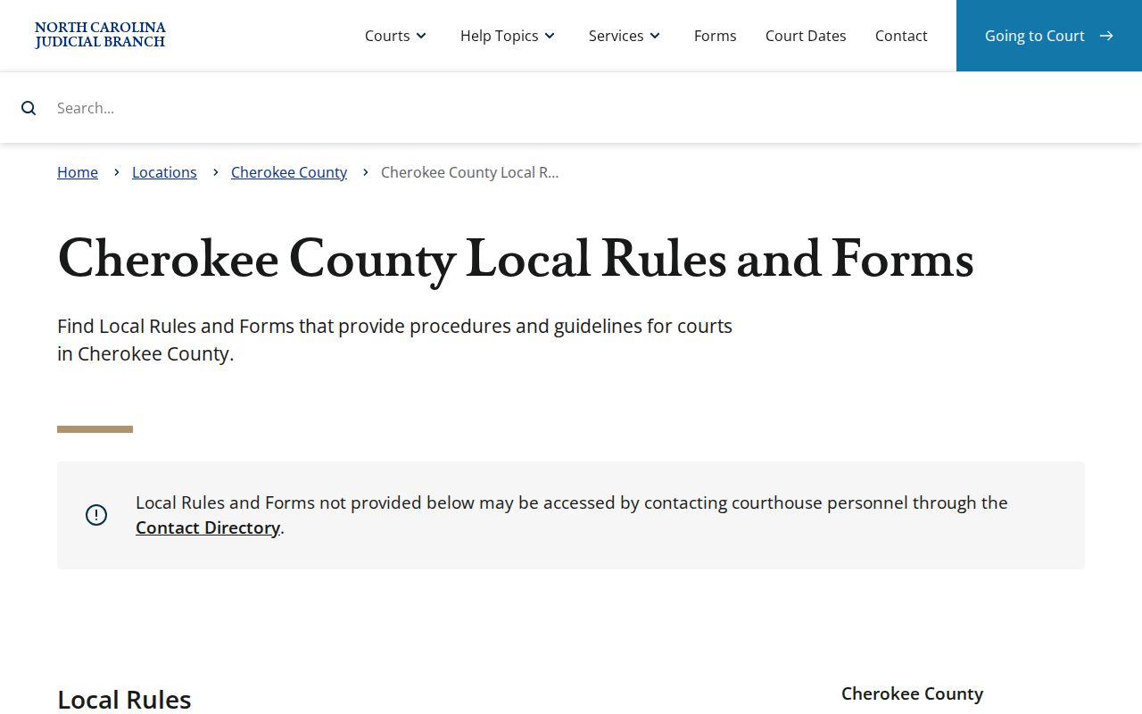 Cherokee County Local Rules and Forms page for criminal docketing materials