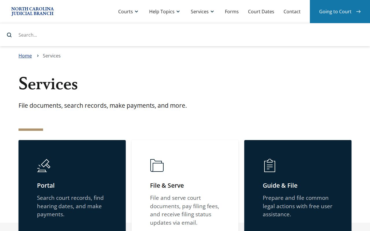 Cherokee County court docket eCourts services page