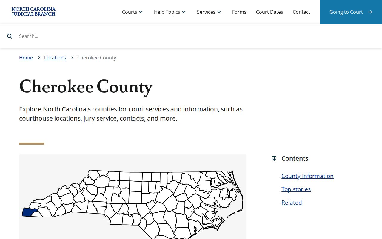 Cherokee County court docket county court landing page